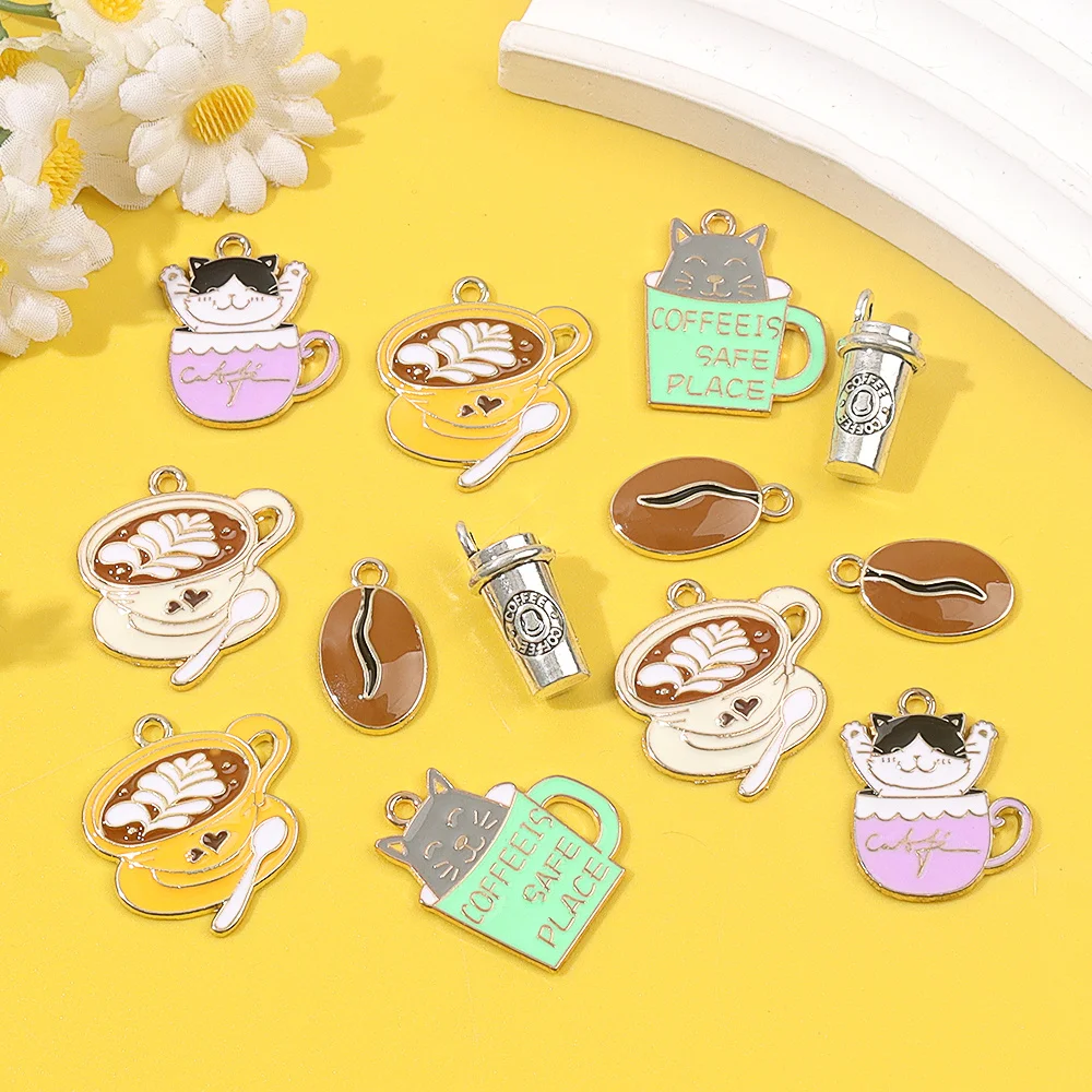 3/8/16 قطعة المعلقات الزخرفية على شكل كوب القط والقهوة، والأقراط DIY، كإكسسوارات الديكور لعيد الحب وعيد الأم #5