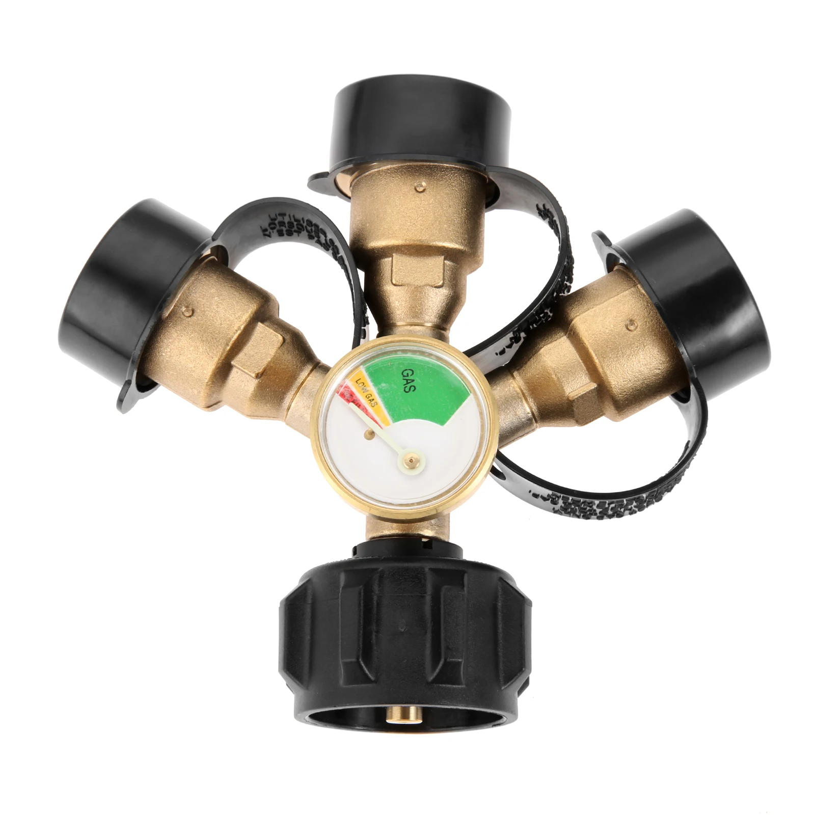 QCC1 3-Way Propane Gas Splitter Shut-Off Valve Propane LP Tank Fuel Tee Gauge Adapter Fitting for Grills Stoves Heater RV Camper
