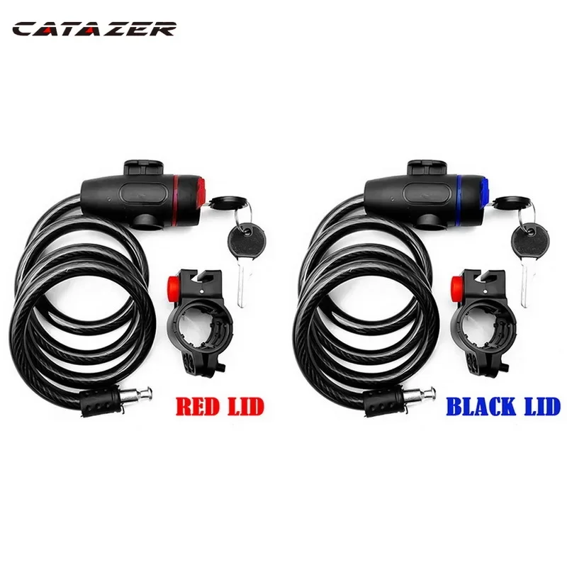 

Велосипедный замок CATAZER, безопасные ключи, велосипедный тросовый замок с монтажным кронштейном, универсальный противоугонный велосипедный замок, трос из нержавеющей стали
