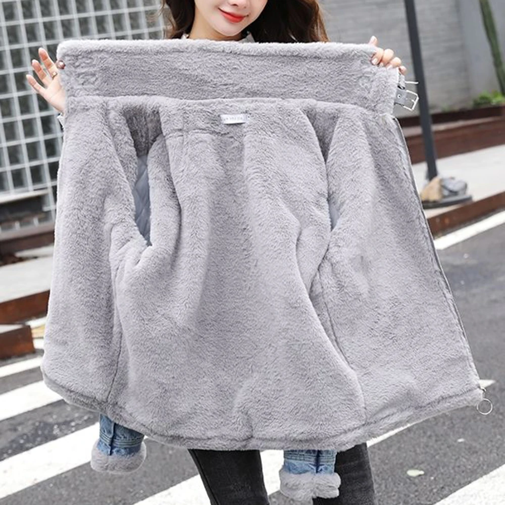 2025 winter new lamb wool plush loose denim jacket women's fashion casual retro versatile wool coat