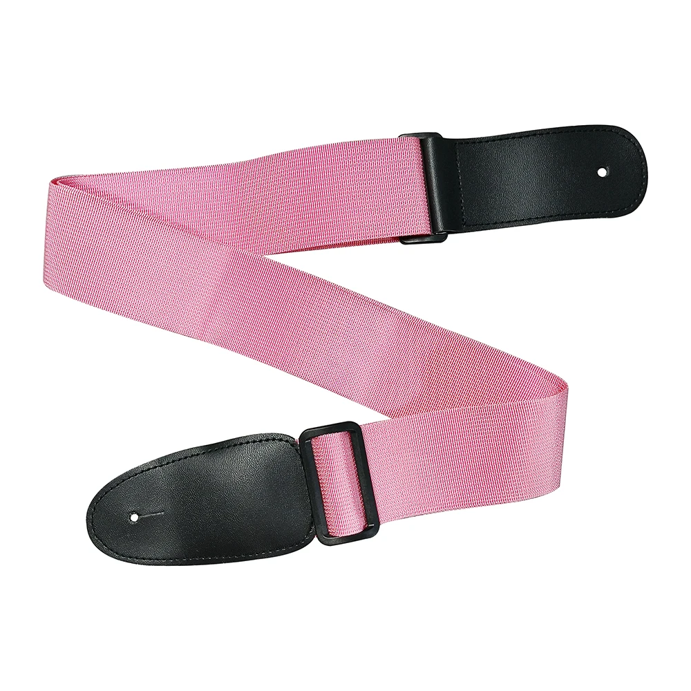 Acoustic Guitar Strap Pure Pink Color Adjustable Folk Guitar Belt Accessories