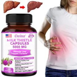 Organic Milk Thistle Extract 5000 mg Capsules and Dandelion Thistle, Liver Health, Supports Liver Function, Non-GMO, Vegetarian