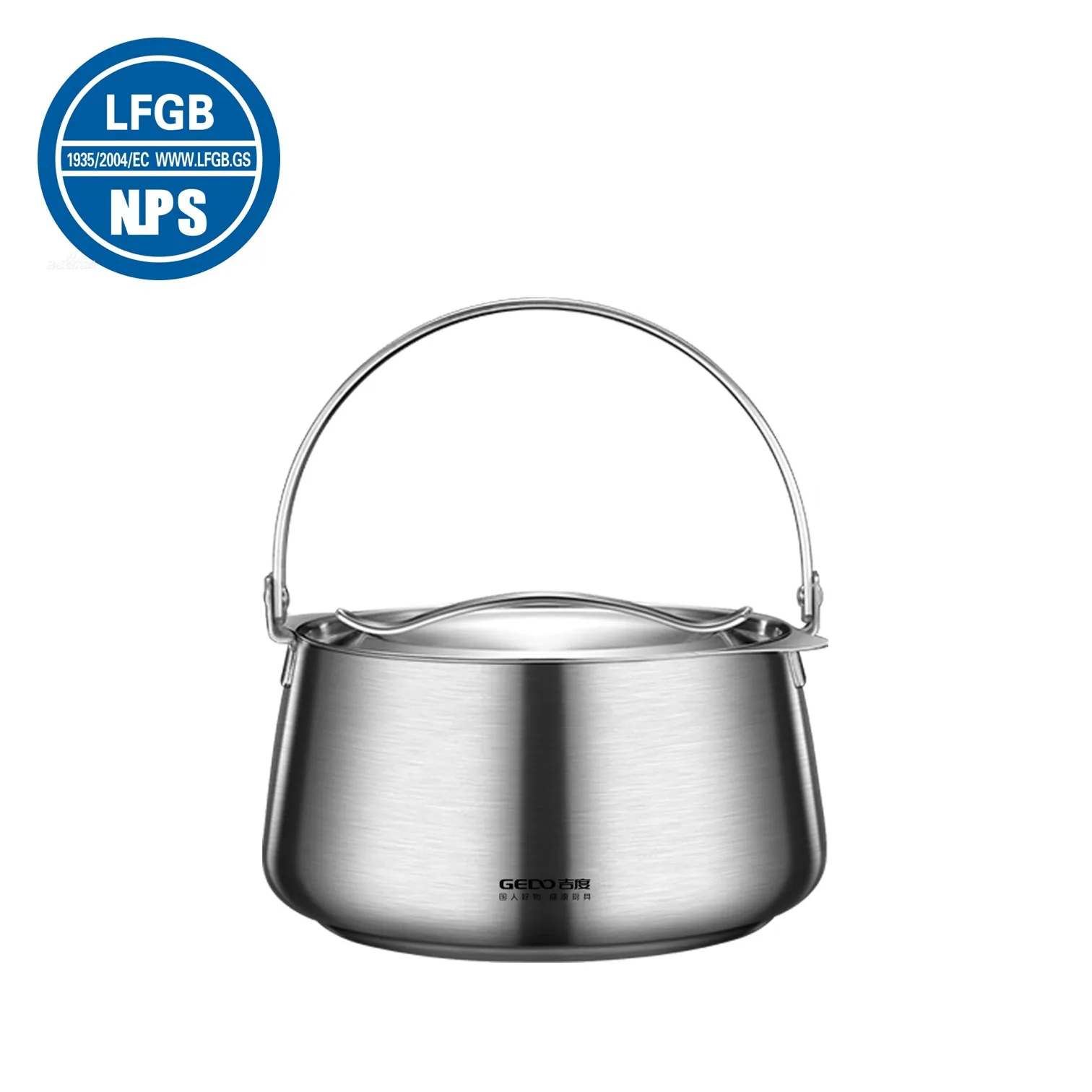 

LFGB Certification 304 Stainless Steel Portable Picnic Cooking Pot Ultra Thick 4.5L Oil Container with Handle and Strainer