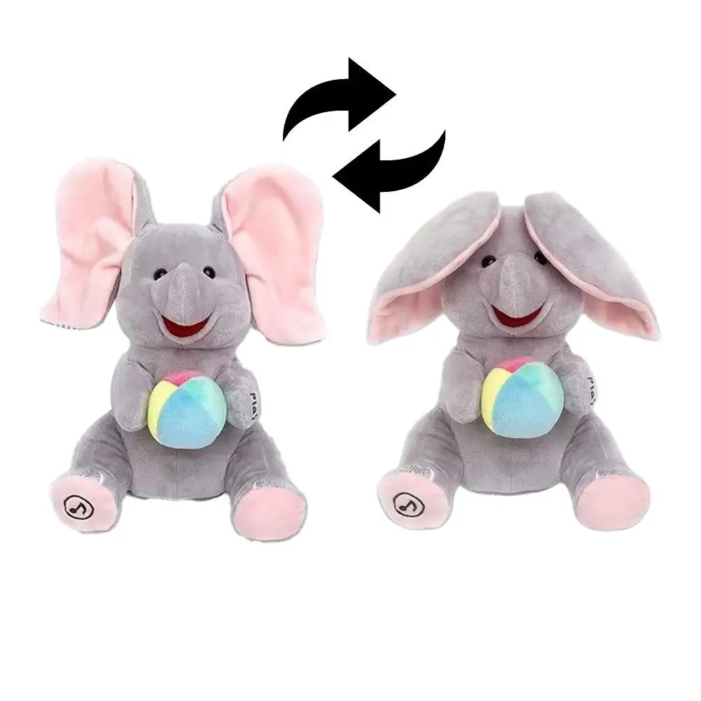 Giocattolo di peluche elefante nascosto Giocattoli di elefante animato Peluche elefante che canta con orecchie Giocattolo di peluche in movimento