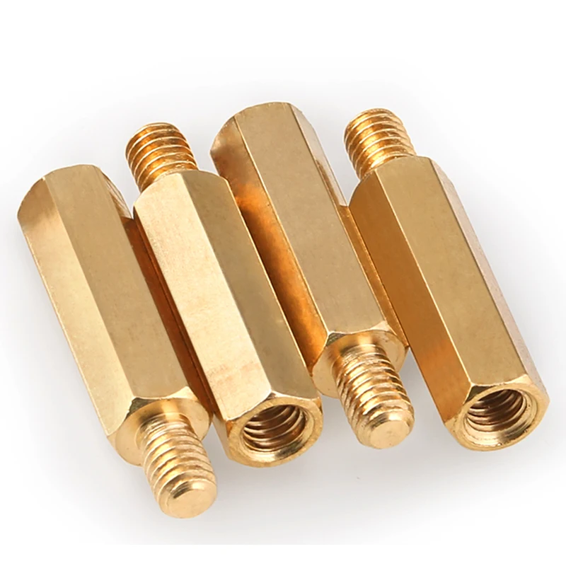 M2M2.5M3M4~M6 Brass Hex Male Female Standoff Board Stud Metric Hexagon Threaded Pillar PCB Motherboard Spacer Bolt Screw 3~100mm