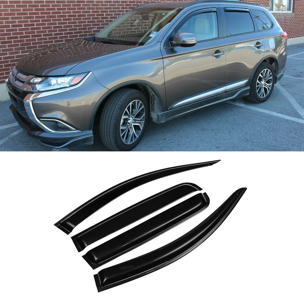 For Mitsubishi Outlander 2014-2020 Side Window Vent Visor Sun Rain Deflector Guard Awnings Shelters Smoke Adhesive Cover Trim