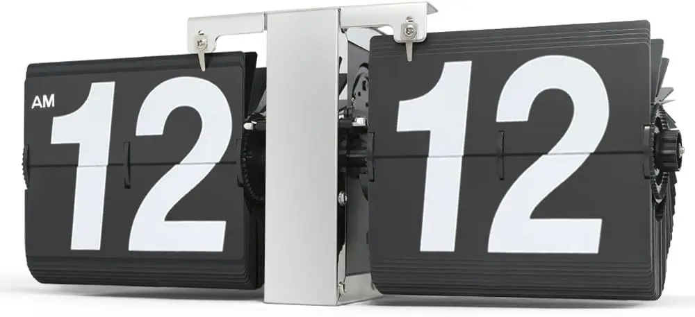 

Retro Style Flip Desk Shelf Clo - Classic Mechanical-Digital Display Battery Powered - Home & Office Decor 14 X 5.5 X 3.5