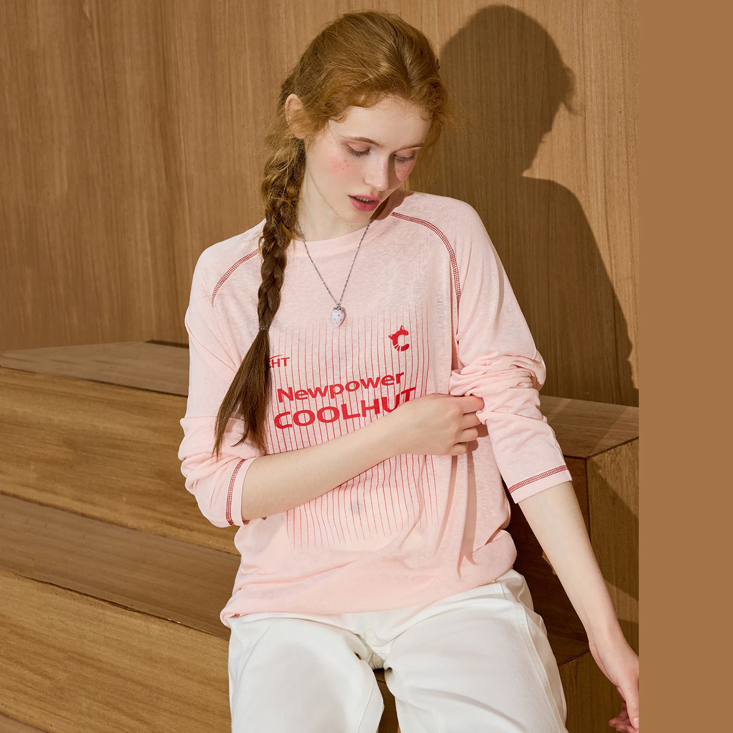 Coolhut Women's T-shirt Letter Print Contrast Color Stitching Casual Style Standard Fit Lyocell Fiber Polyester Blend Autumn ...