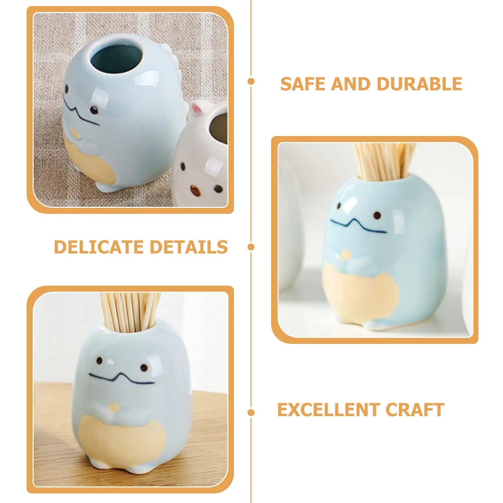 

2Pcs Toothpick Holder Dispenser Ceramic Small Toothbrush Base Stable Desktop Decoration Toothpick Holder Toothbrush Base