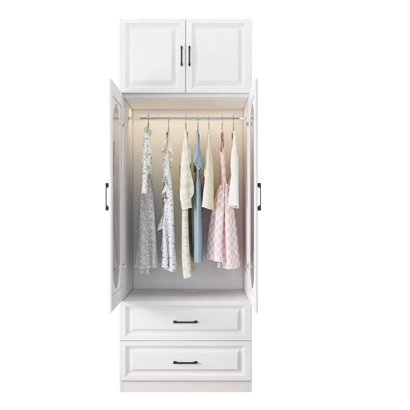 @9Minimalist Nordic Wardrobe Open Filing Modern Wearable Wardrobe Closet Storage Clothes Exterior Wooden Ropero Home Furniture