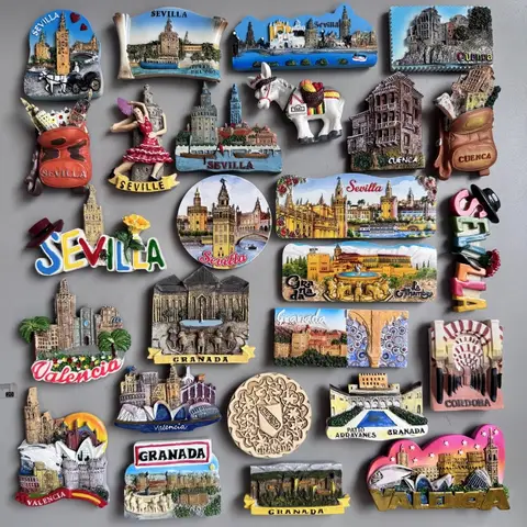 Fridge Magnets Sevilla Cuenca Valencia MIJAS Granada Spain Tourist Souvenir Collection Home Decor Refrigerator Magnets Gifts