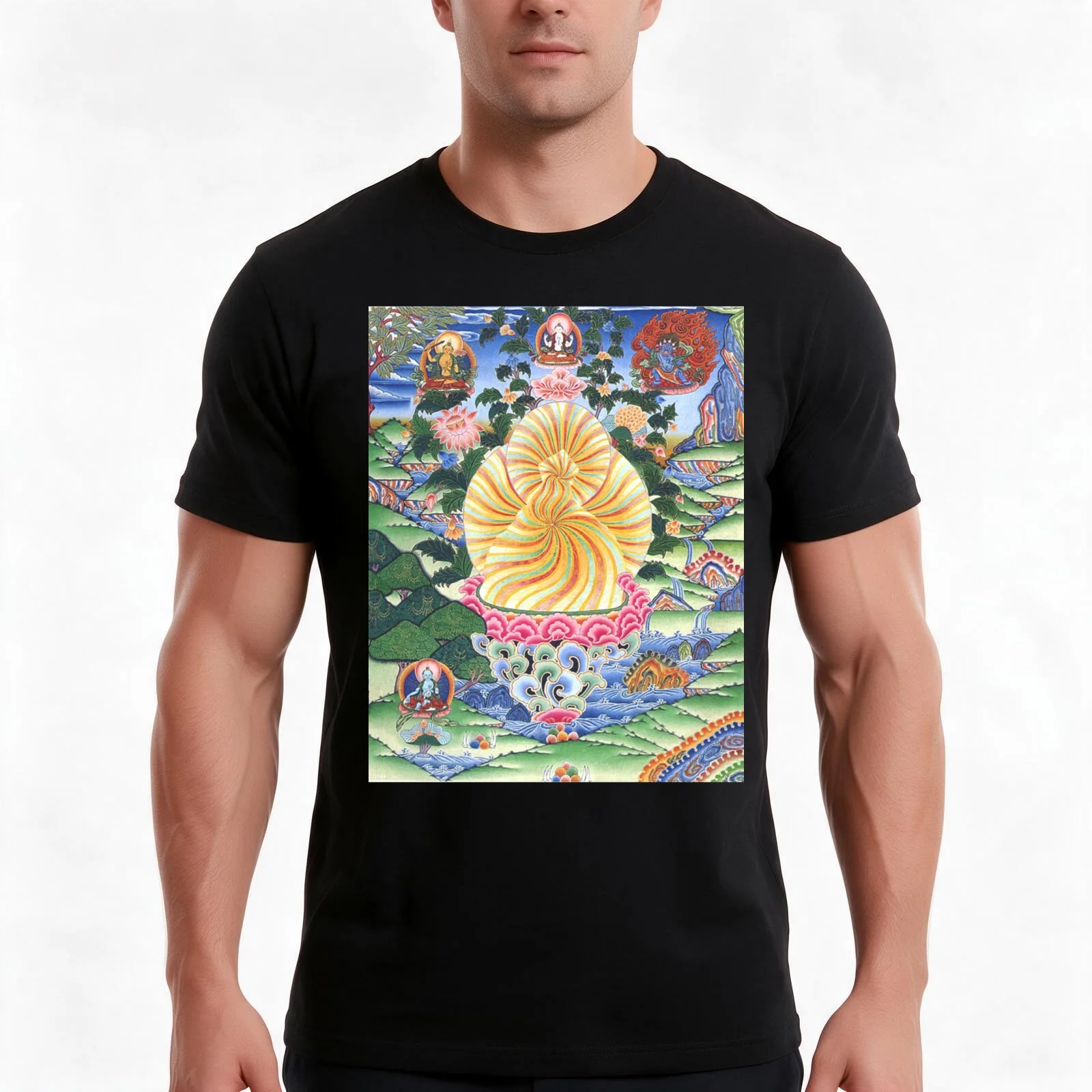 Dzogchen Buddhism - Rainbow Body - 06 T-Shirt Summer Casual Cotton Tee Oversized Streetwear Tops Vintage Graphic Print