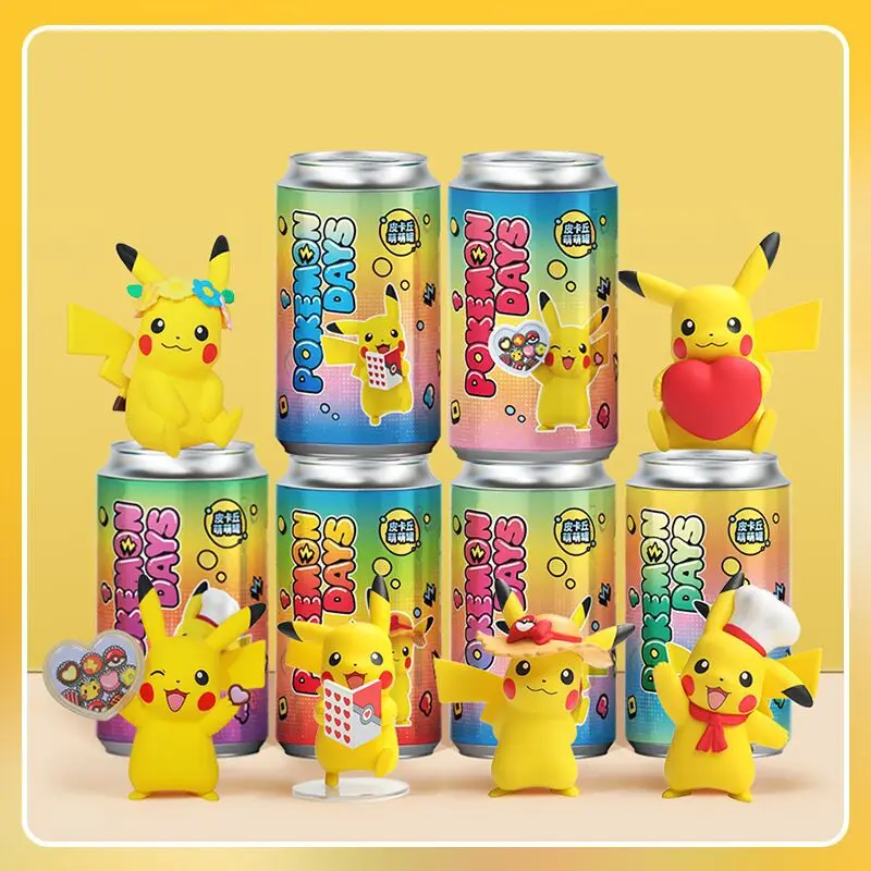 Miniso Kawaii Pikachu Figures Can Pen Container PokéMon Anime Action Figure Cartoon Model Car Dolls Toy Kawaii Kids Gifts