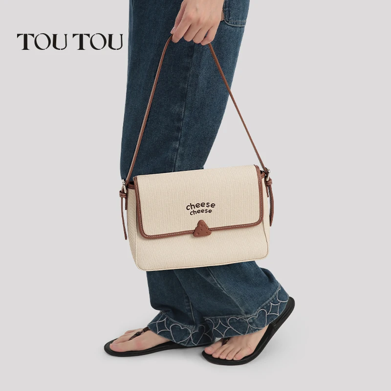 TOUTOU Cheese School Bag Sweet Girl Original Designer Brand Underarm One Shoulder Crossbody Bag Female Handbag Christian Gift