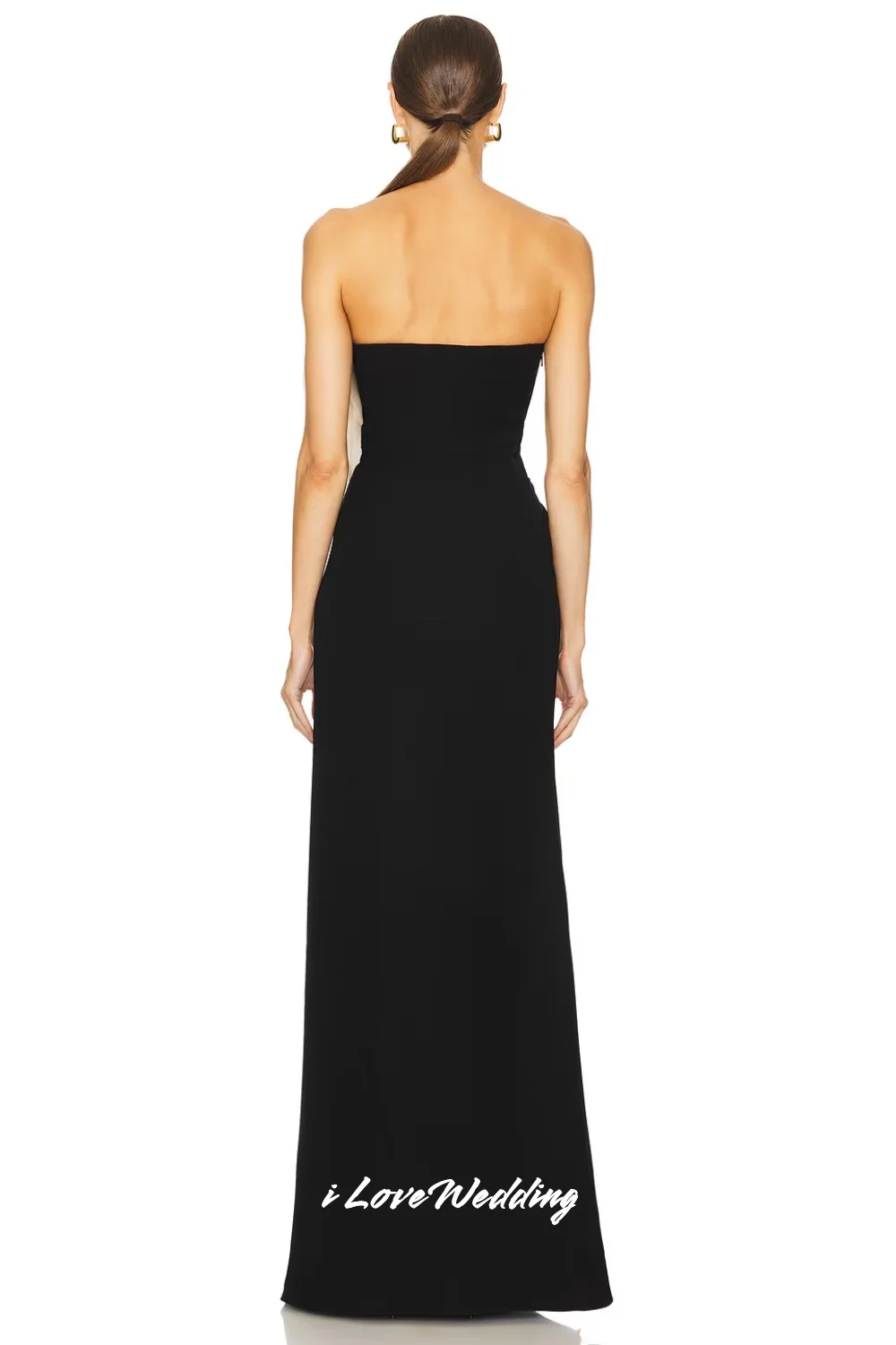 Vestidos de Noche negros sin tirantes, vestido de fiesta de boda elegante hasta el suelo plisado con abertura de sirena sin mangas de satén 2025, personalizado