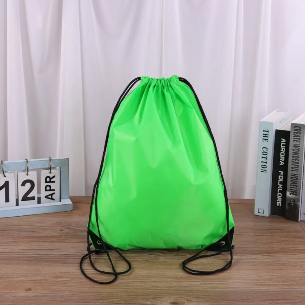 

Nylon Drawstring Backpack Shoulder Bag Solid Color Shopping Bag Folding Storage Bag Beach Use Bag Gym Sports Backpack Women