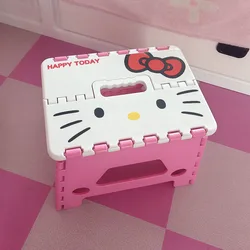 Hello Kitty Chair Cartoon Kt Cat Folding Stool Children's Portable Chair Thickened Non-slip Plastic Girlish Heart Small Bench