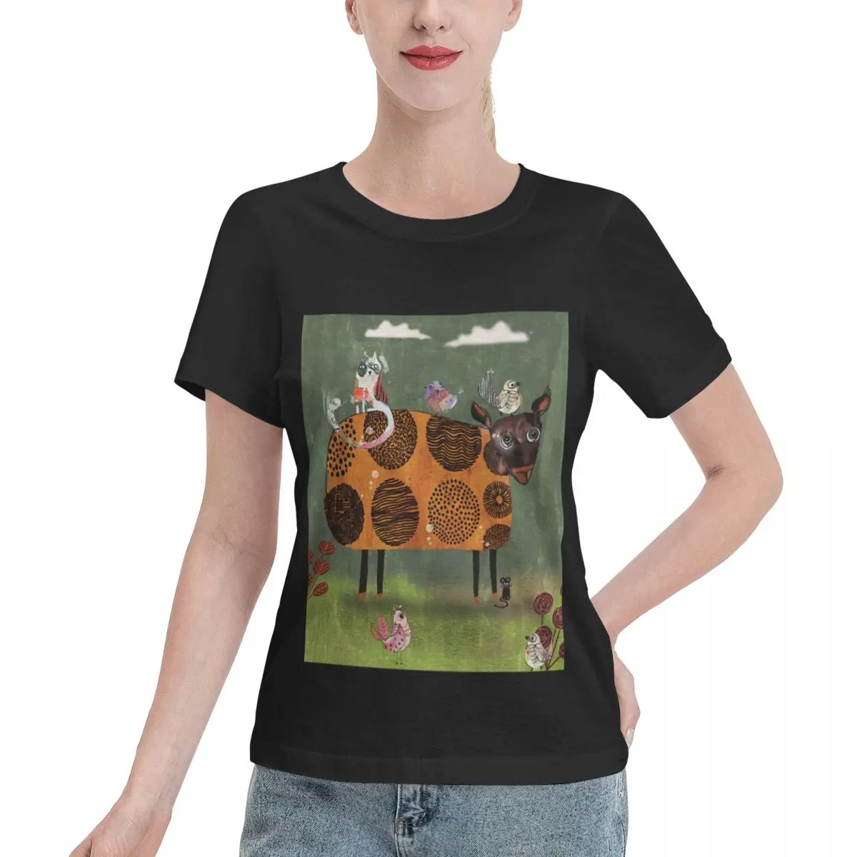 Oversized Option Animal Friends Day Out Women's T-shirt Harajuku Female Casual Tshirt