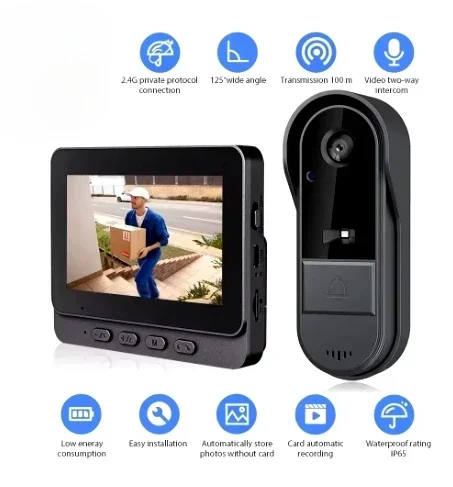 4.3inch 2.4G Wireless Video Doorbell Camera WIFI Night Vision Smart Home Security Door Bell Two Way Intercom For Home