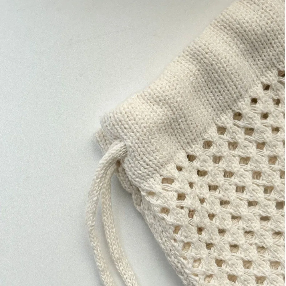 Starfish Embroidery Hollow-Out Backpack Shell Large Capacity Woven Shoulder Bag Travel Storage Bag for Beach Vacation