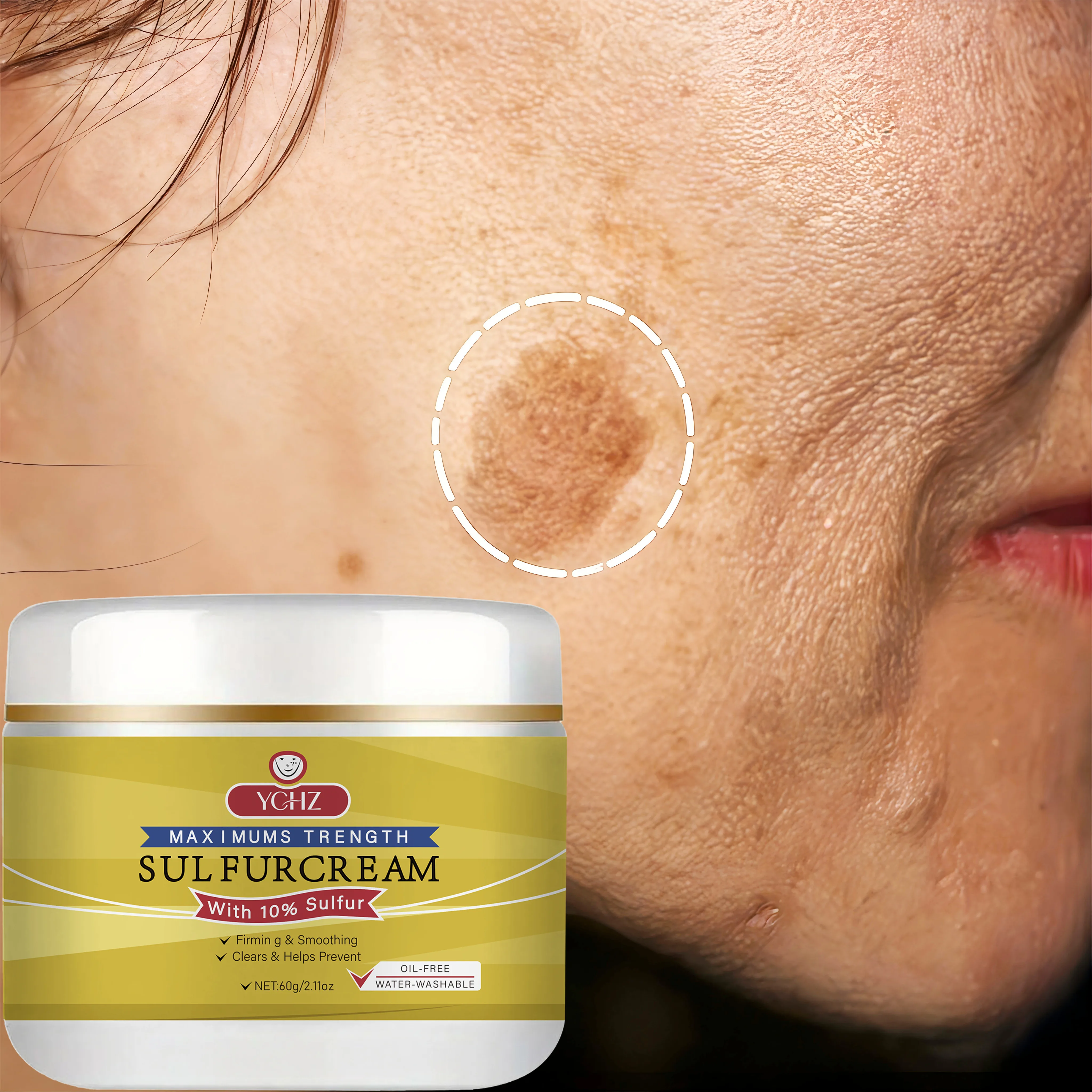 Crema facial con azufre, unifica el tono de la piel, elimina las manchas oscuras y la opacidad - No grasa, adecuada tanto para hombres como para mujeres - Crema blanqueadora e hidratante, para uso diurno y nocturno - 60 g