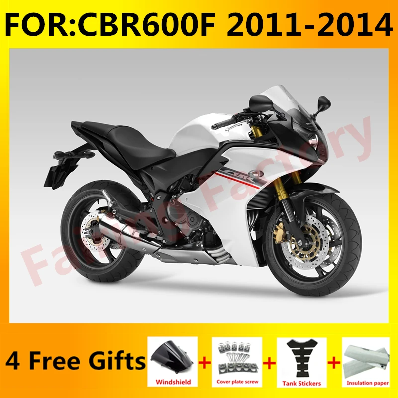 

New ABS Motorcycle Whole Fairings Kit fit for CBR600F 2011 2012 2013 2014 CBR600 F CBR 600F Bodywork full fairing black white