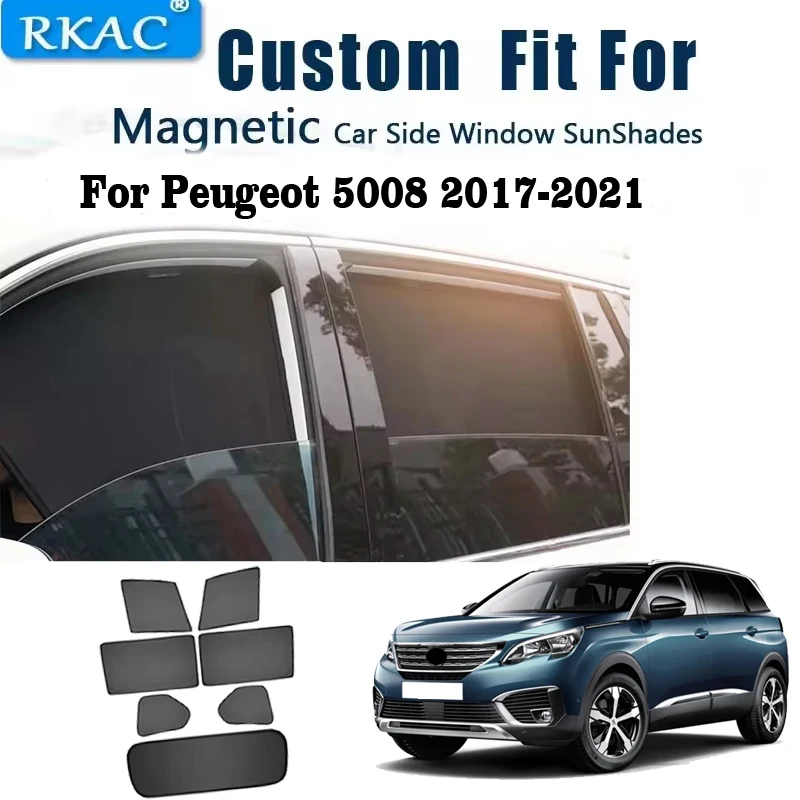 CUSTOM FIT Magnetic Car rear Windows Sun Shades Cover Mesh car curtain Sun visor Anti-UV outside For Peugeot 5008 2017-2021