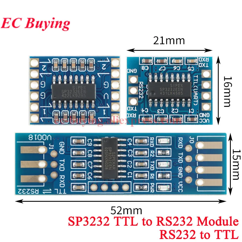 1Pc-20Pcs SP3232 TTL to RS232 Module RS-232 to TTL Flash Brush Line Serial Port Module Board Single Dual Channel 3.3V 5V