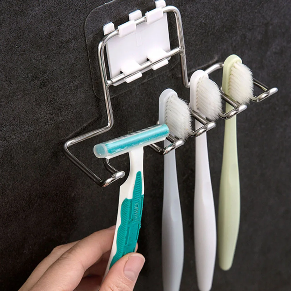 

Stainless Steel Toothpaste Holder Wall Mounted Bathroom Organizer No Punch Installation Compact Design For Toothbrush