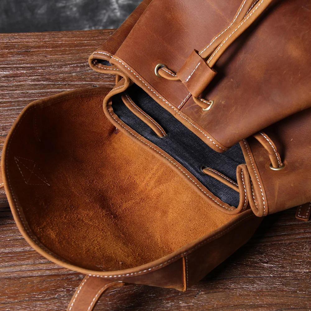 S.WORKER Vintage Echtleder-Rucksack für Herren, Reise-Vintage-Crazy-Horse-Schultasche, Große Laptop-Schultertasche aus Rindsleder für Männer – Detail 18
