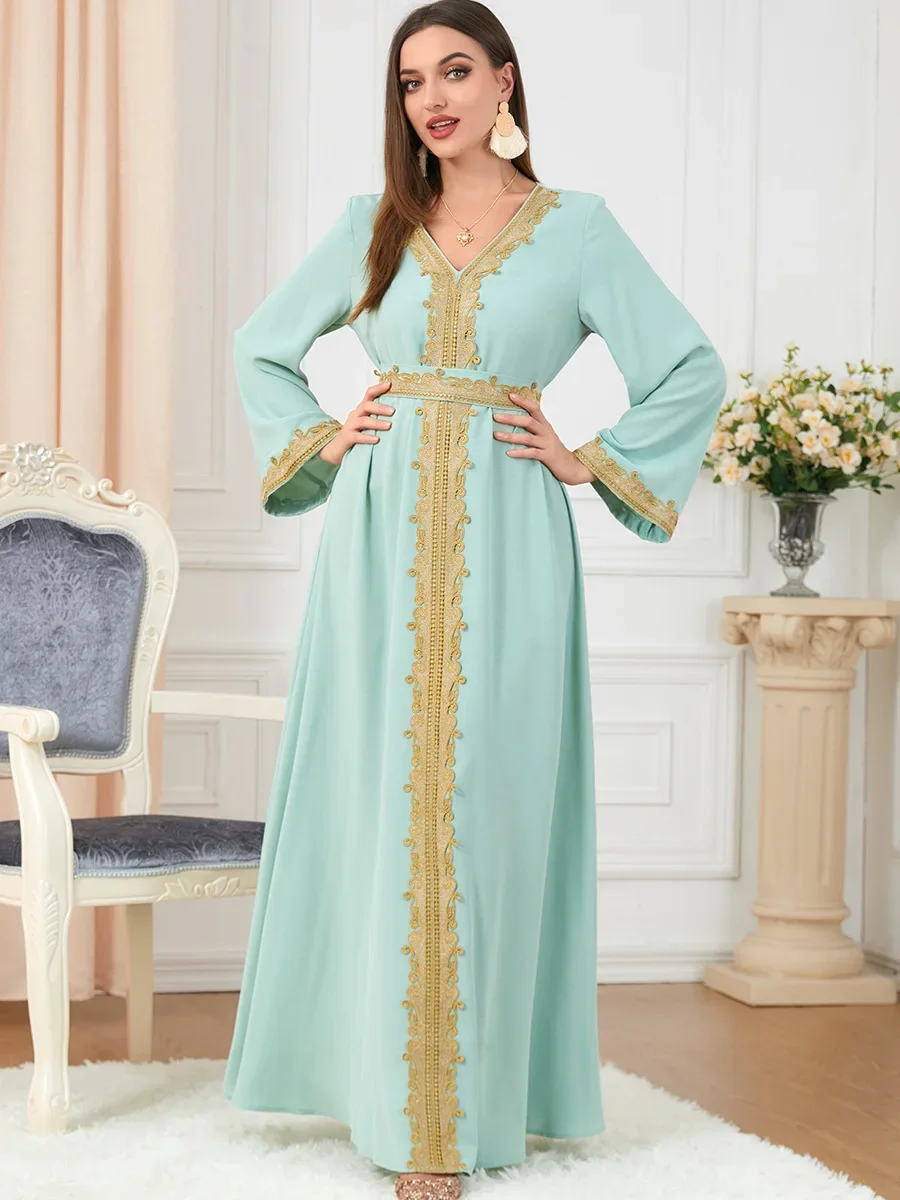 Arabska maroko sukienka muzułmańska Abaya kobiety haft maxi Abayas dubaj turcja Islam Kaftan Longue Musulmane Vestidos Largos 2022