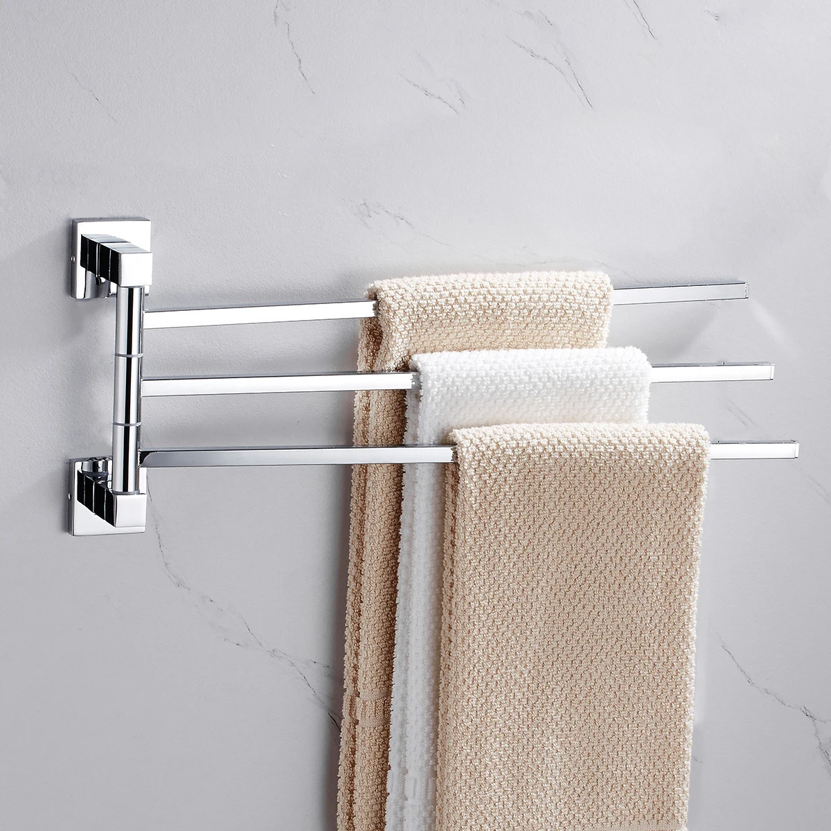 Movable Towel Rack Stainless Steel 180-Degree Rotating Square Tube Towel Rack Bathroom Pendant