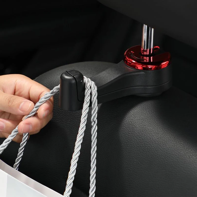 Car seat hook with phone holder, multifunctional and hidden 2-in-1 car seat hook with phone holder, universal rear headrest hook