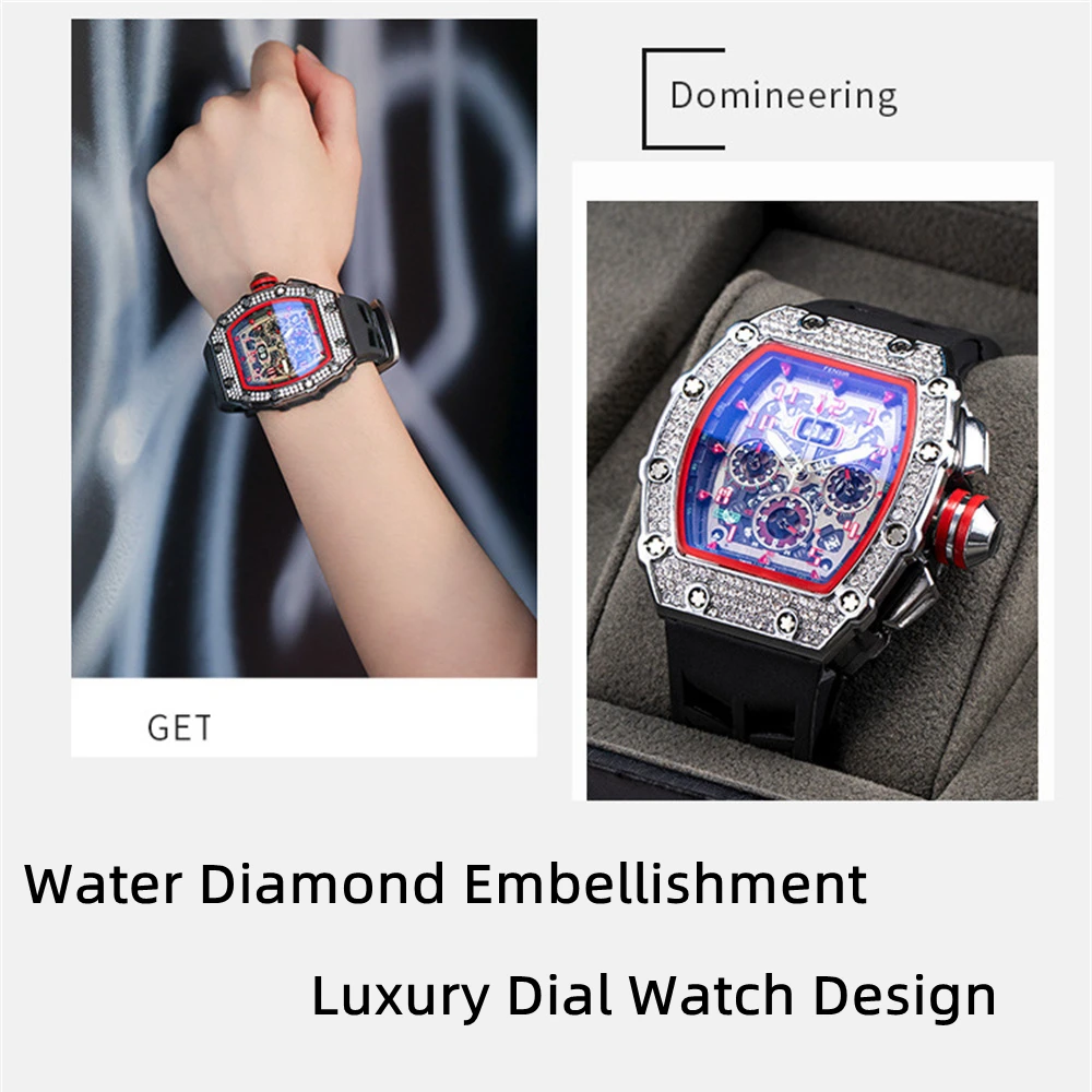 Men\'s Multifunctional Luxury Brand Business Sports Watches 2024 Unusual Quartz Diamond Watch For Men WristWatches reloj hombre