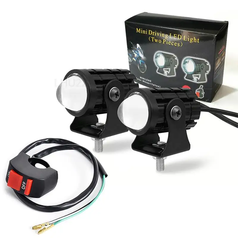 

1 Set Motorcycle Spotlight Headlamp Led Two-Color Small Steel Gun Far And Near Integrated Waterproof Super Bright 12-80V