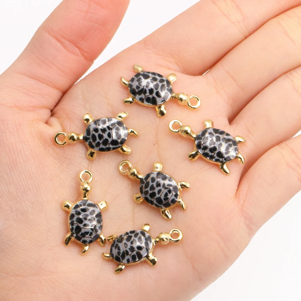 10 Stücke Mode Schildkröte Form Anhänger Gold Farbe Legierung Charme Schmuck Machen Cartoon Meeresschildkröte Halskette Schlüsselanhänger DIY Zubehör – Detail 8