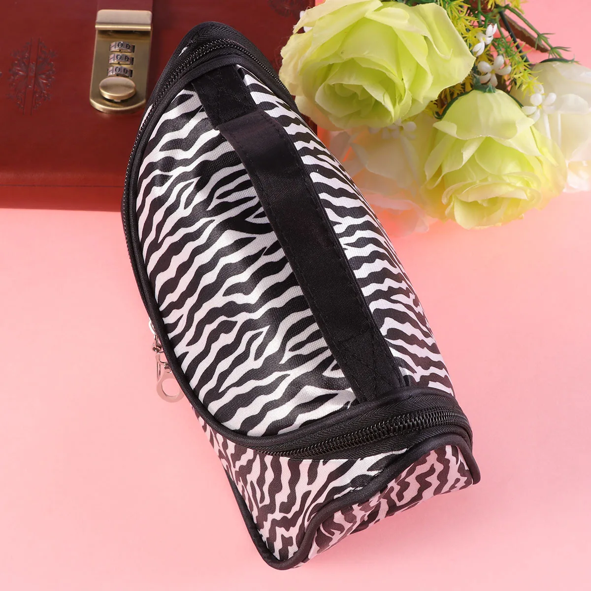 

Zebra Pattern Makeup Bag Durable Nylon Organizer Travel Storage Toiletry Handbag Women Portable Big Dual Zipper