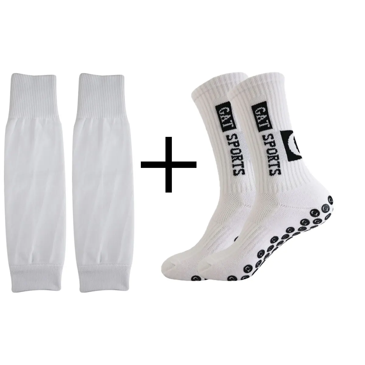2 Pairs of Anti-Slip, Sweat-Absorbing, Odor-Resistant, Dotted Grip Mid-Calf Sports Soccer Socks, Sweat-Resistant