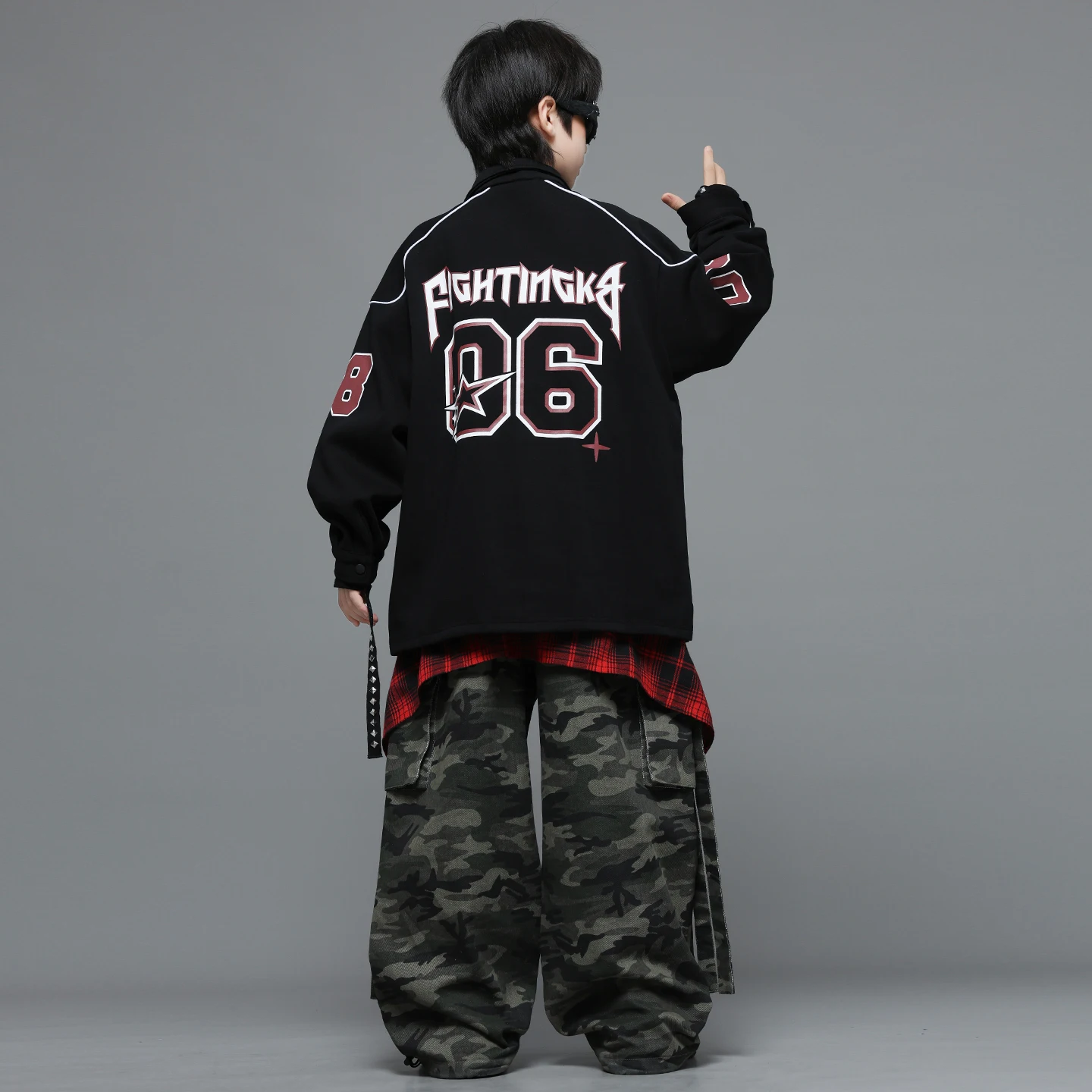 Hip hop meninos graffiti camisa camo calças de carga calções de dança de rua meninas k-pop streetwear crianças jazz conjunto crianças traje