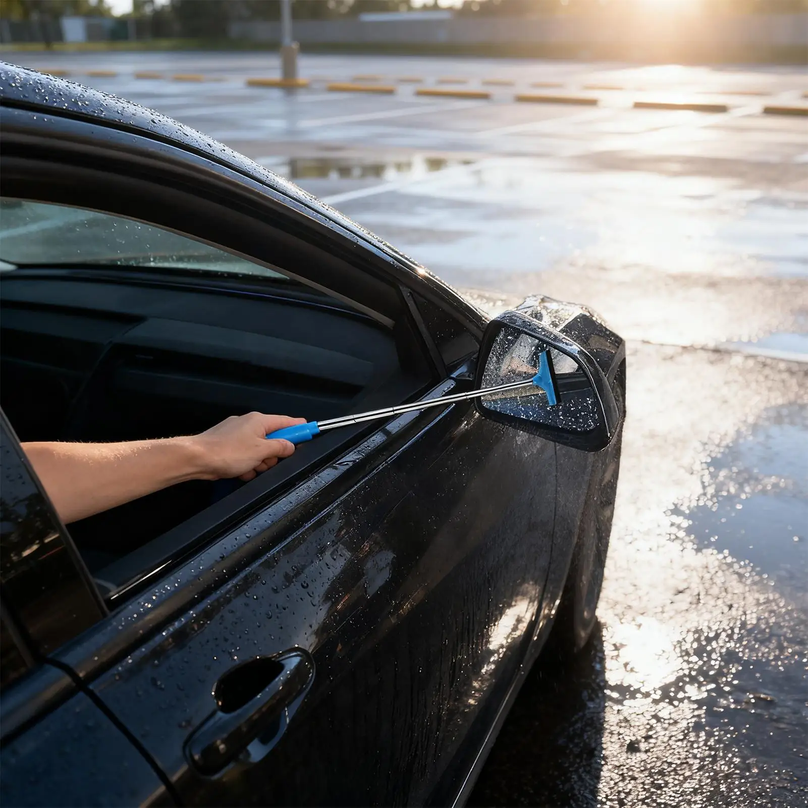 Window Squeegee For Car Telescopic Glass Squeegee Cleaner Portable Mirror Wipers For Truck Vehicle SUV Sedan Outdoor Daily