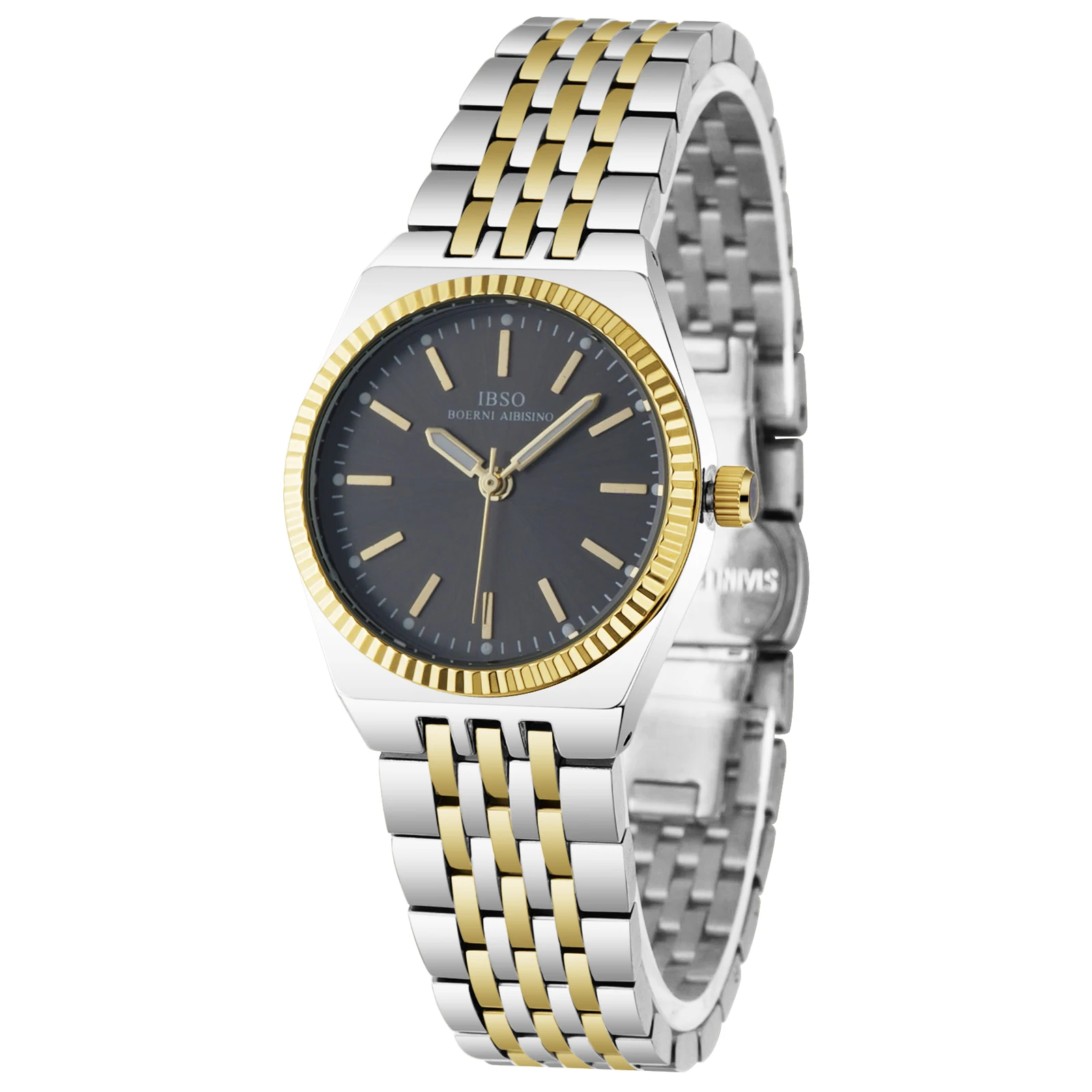 

IBSO 2025 Новое женское поступление кварцевые часы корпус из сплава 3ATM водонепроницаемые светящиеся стрелки ремешок из нержавеющей стали и задняя крышка