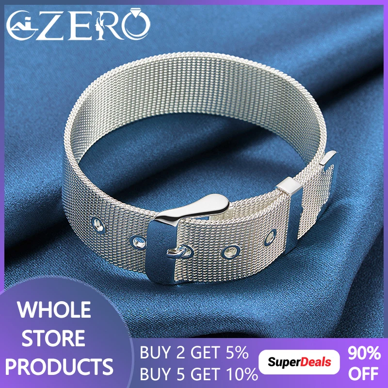 ALIZERO 925 Sterling Silver Watchband Wrist Strap Bangle Bracelet For Woman Man Wedding Party Fashion Charm Jewelry Holiday Gift