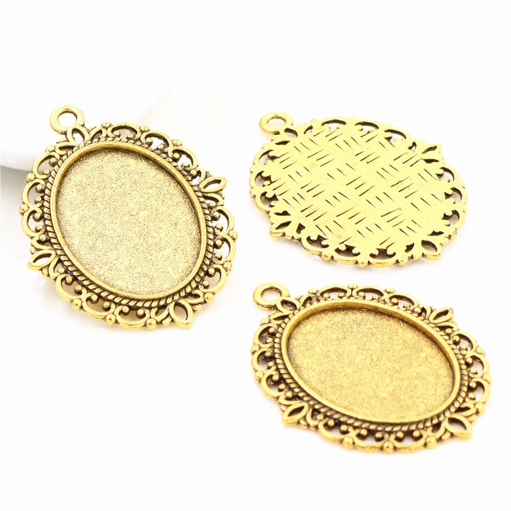 10 sztuk 18x25mm wewnętrzna rozmiar 8 kolory w stylu Vintage styl Cameo Cabochon ustawienia bazy wisiorek naszyjnik ustalenia — zdjęcie 5