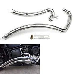 For Yamaha V Star 1100 Dragstar XVS1100 All Years Motorcycle Slash Cut Exhaust System Pipe Muffler Silencers with Baffles Chrome