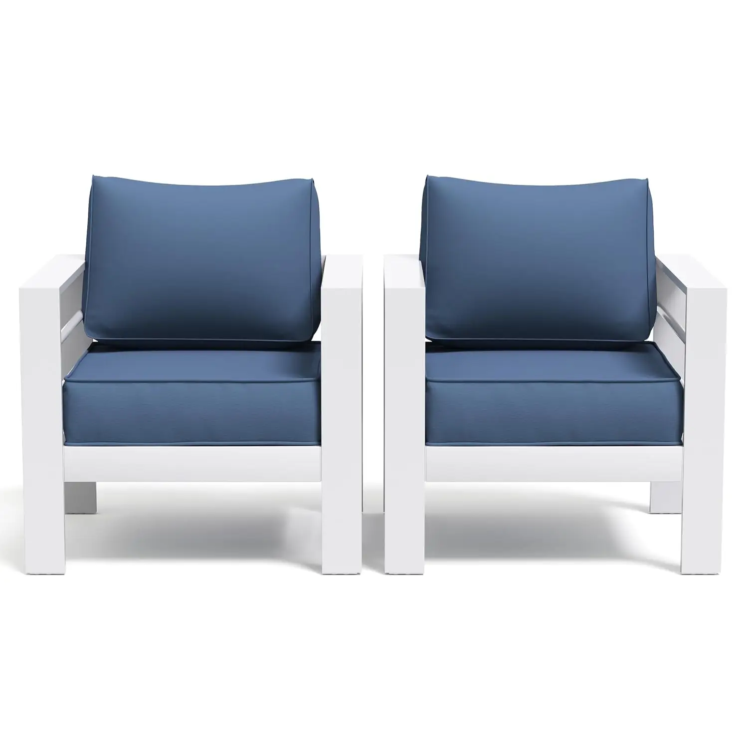 Aluminum Patio Sofa Set with 5 Inch Cushions & Waterproof Covers for Backyard Garden, Customized