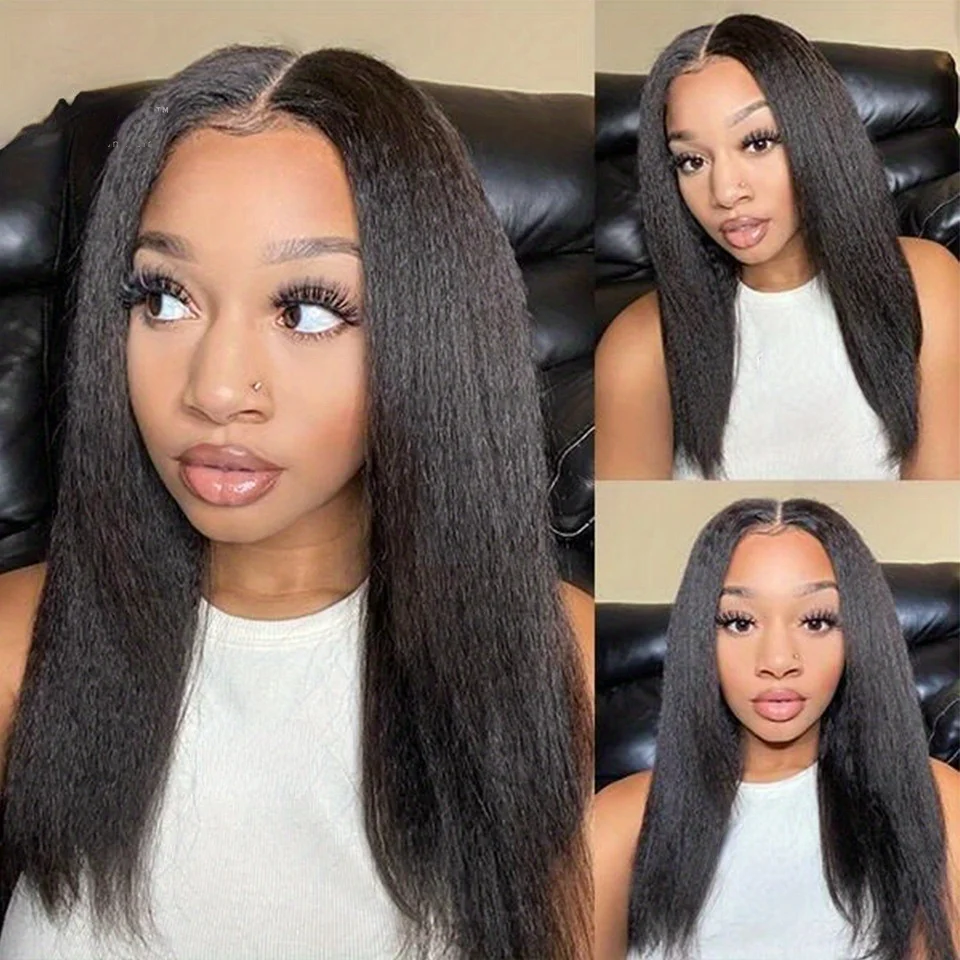 Kinky Straight U Part Pruik Brazilian Remy Full Machine Made Human Hair Pruik Voor Vrouwen