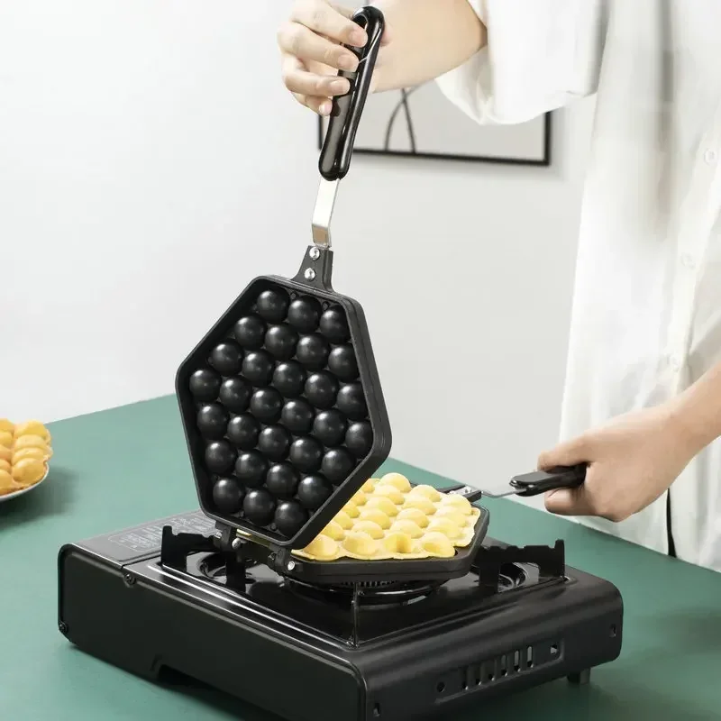 Commercial QQ Eggs Bubble Ball Baking Waffle Maker Iron Hongkong Waffle Eggette Mould Cake Mold Electirc Machine Non-stick Plate