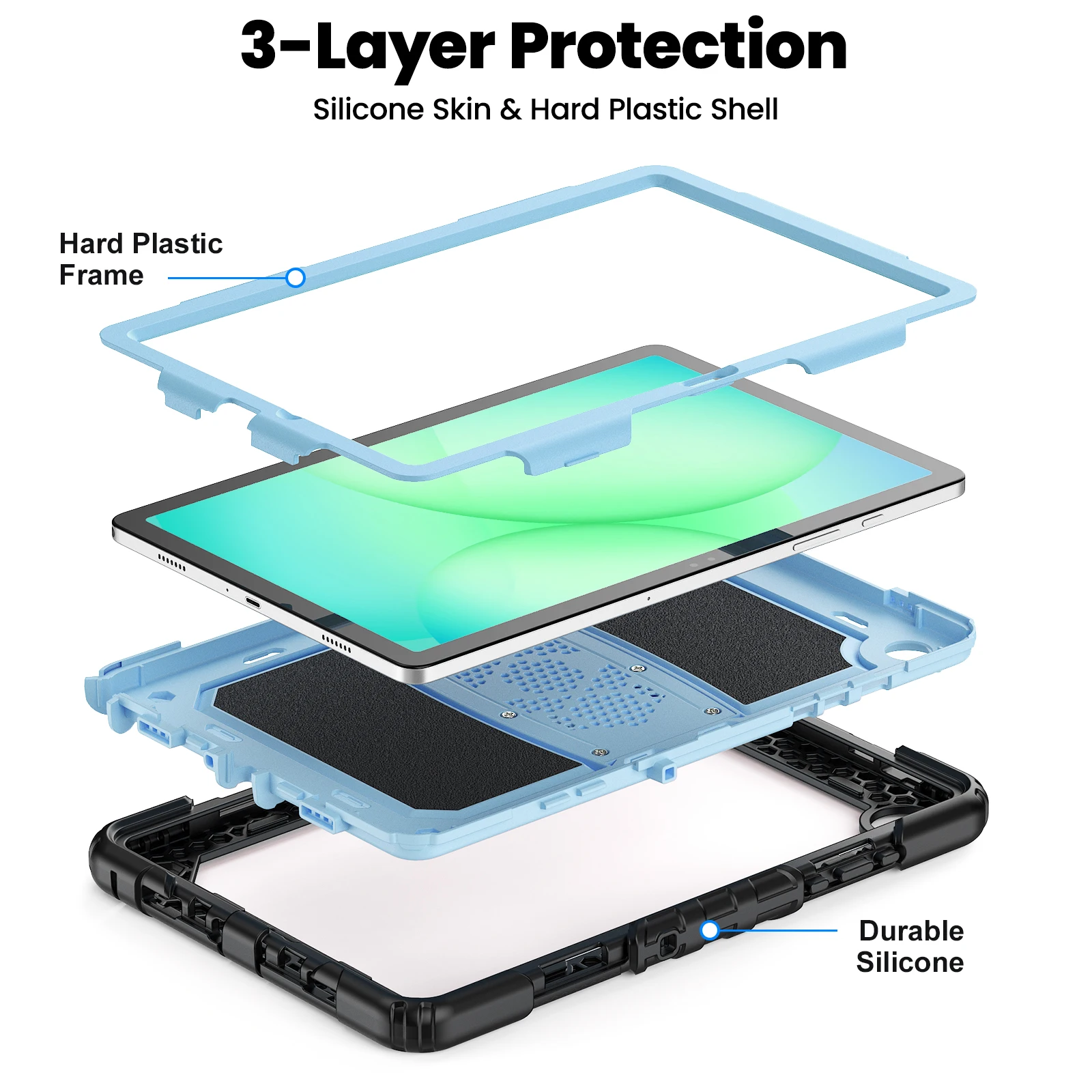 Hybrid Kickstand Case For Samsung Galaxy Tab A11 A9 Plus 2025 2023 11.0 inch SM-X230 X236 X210 X215 X216B 3-Layers Rugged Cover