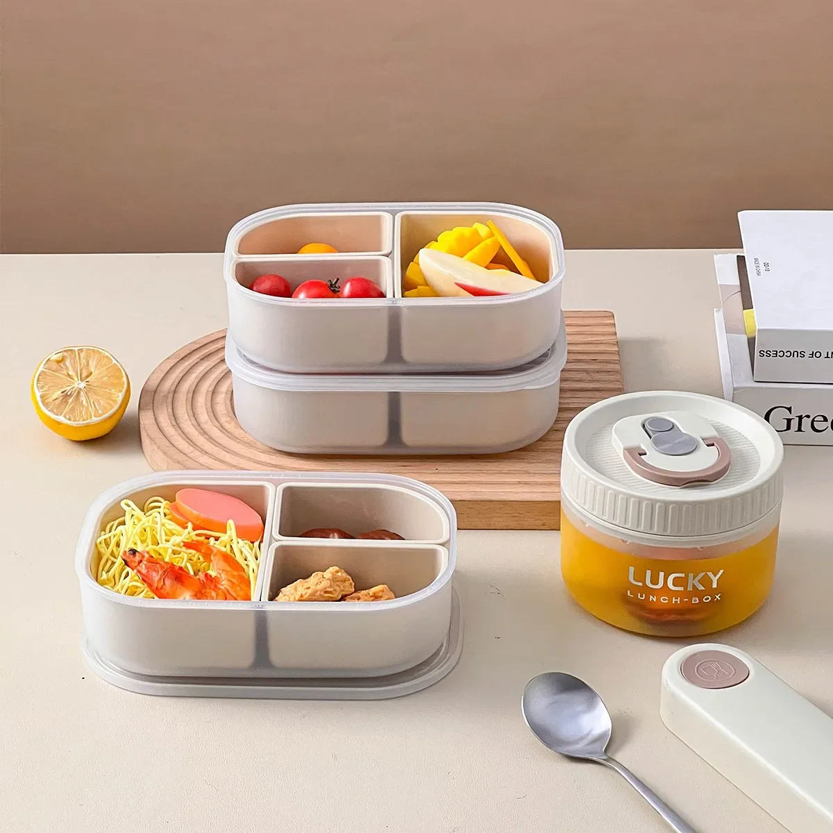 Portable Divided Plastic Lunch Container For Kids Student Removable Leak-proof Bento Lunch Box For School Picnic Microwave Safe