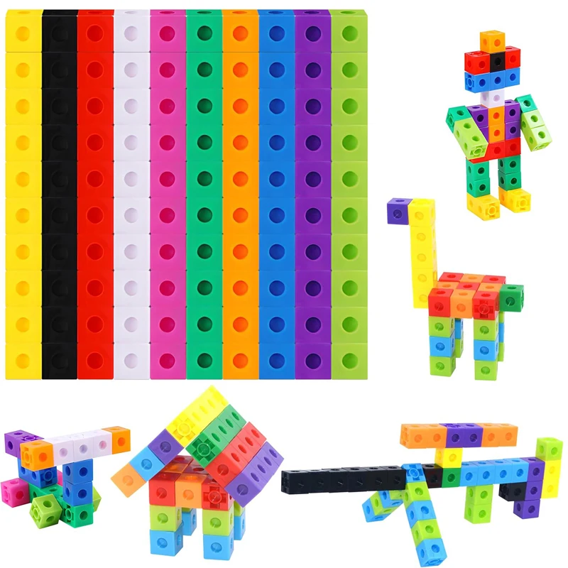 100PCS Set Linking Cubes Math Manipulatives Kids Learning Counting Blocks Montessori Educational Brain Development Toys